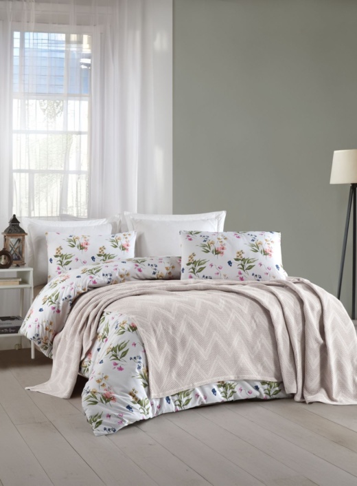 Постільна білизна з піке Saheser Zigzag light grey євро 200х220