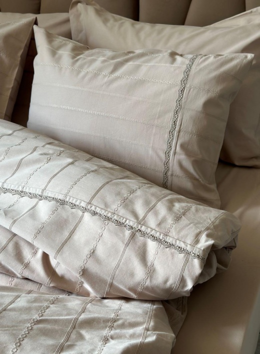 Постільна білизна Saheser Jasmin bej євро 200х220 jacquard