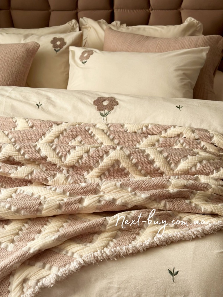 Муслінове покривало з наволочками Saheser Sonia krem-bej євро Туреччина