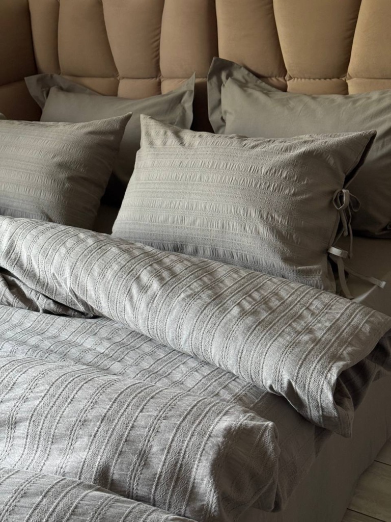 Постільна білизна Saheser Lucca gri євро 200х220 jacquard