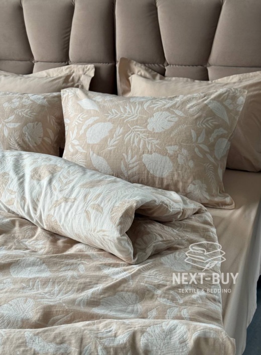 Постільна білизна Saheser Lusso Bej євро 200х220 jacquard